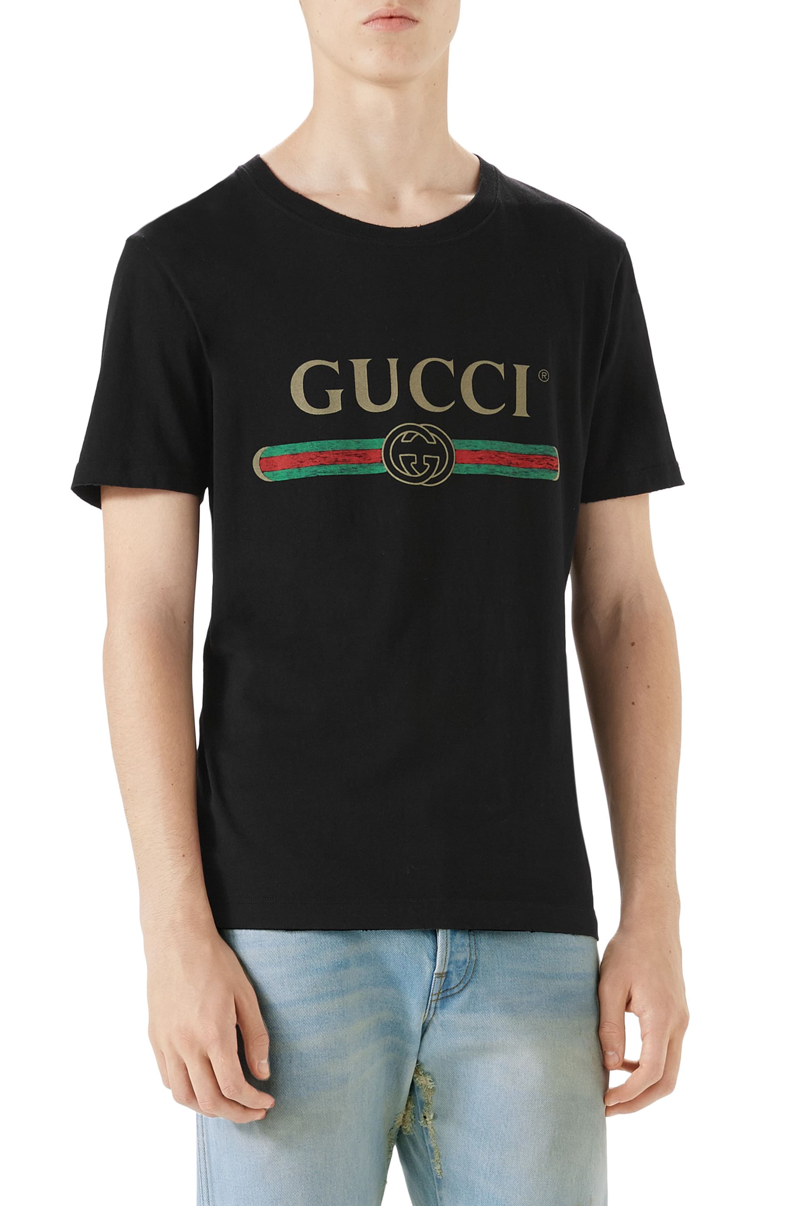 Men’s Gucci Logo Graphic T-Shirt, Size X-Large – Black | The Fashionisto