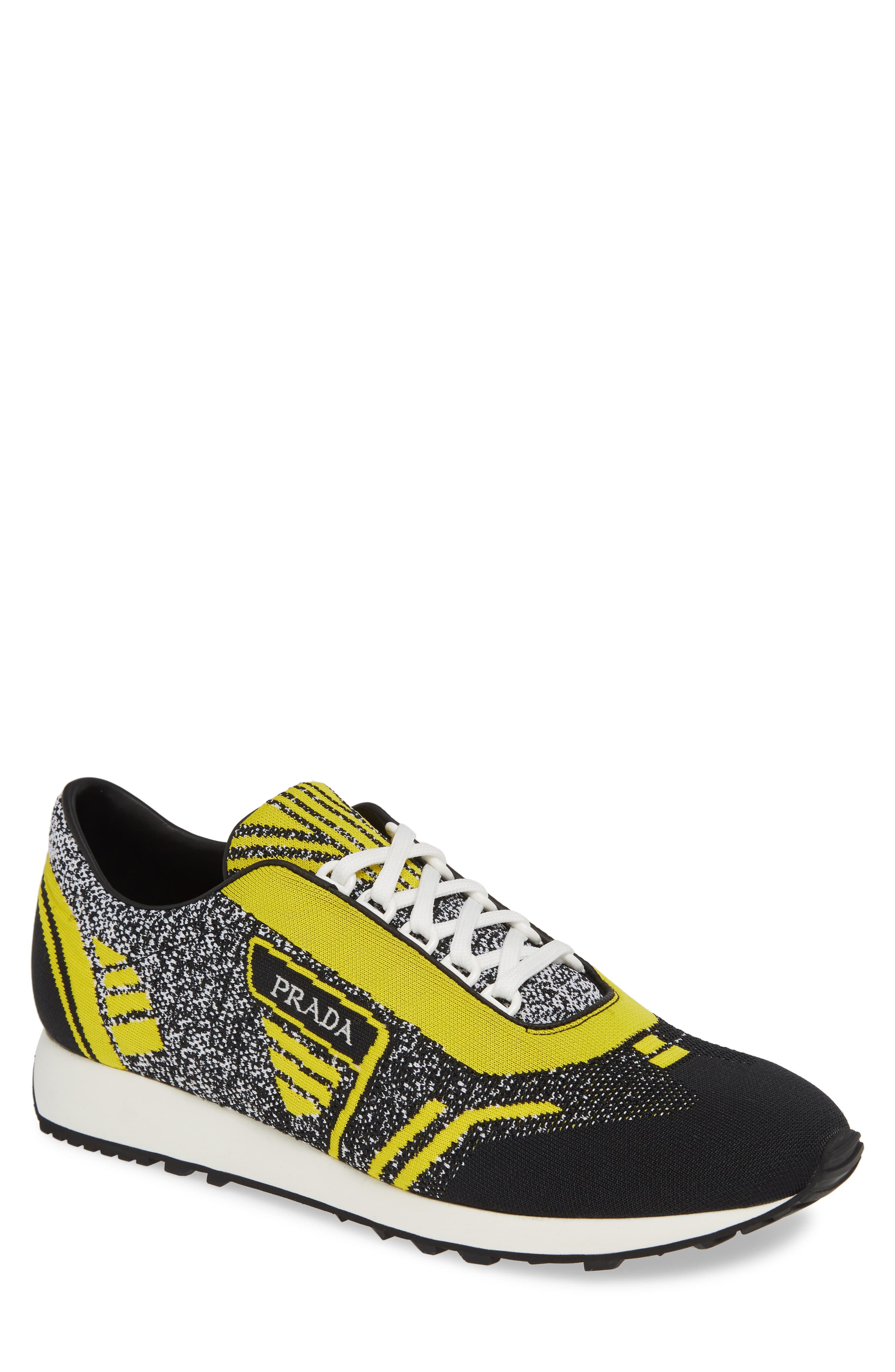 black shiny prada trainers
