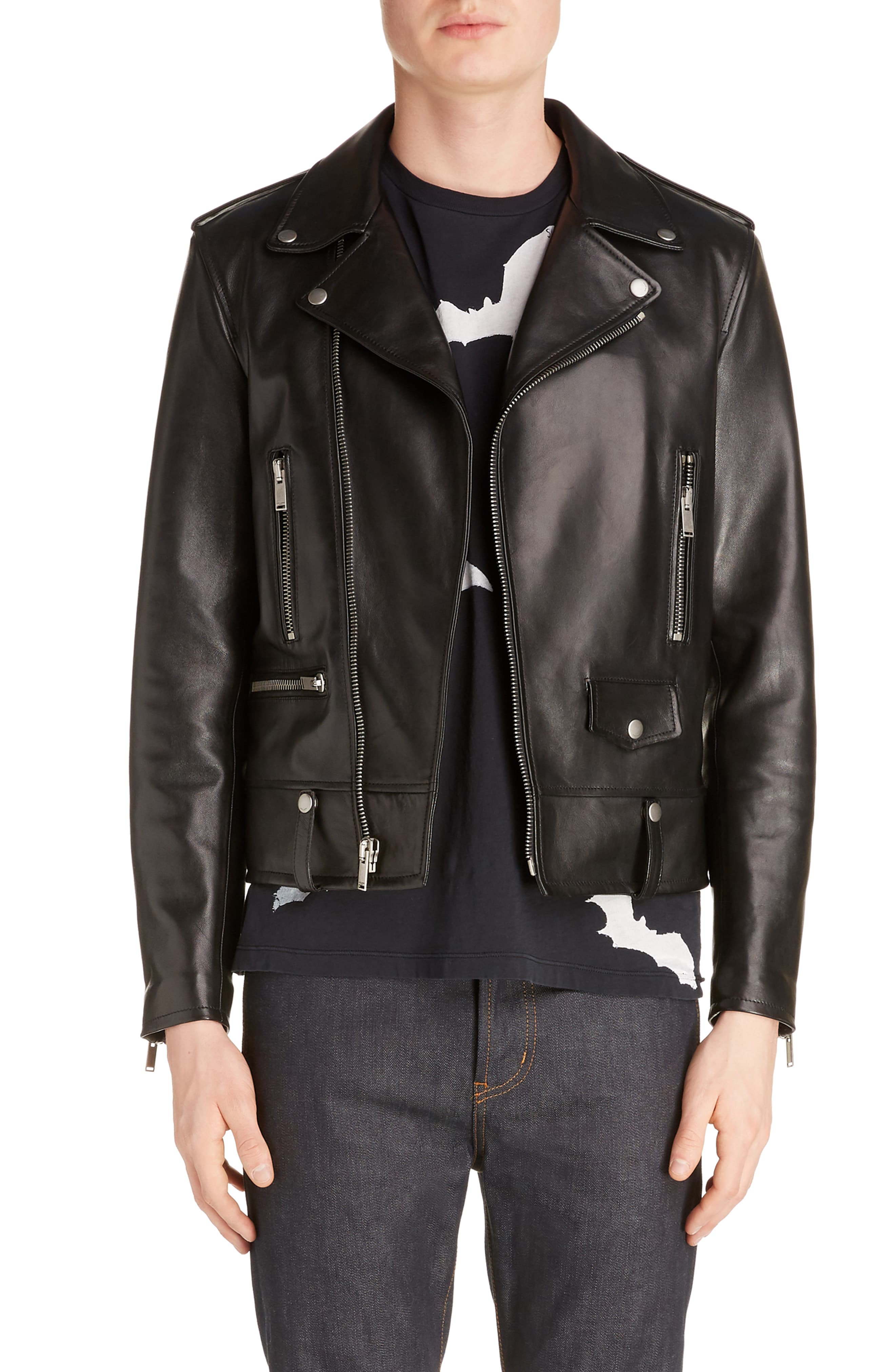 Men’s Saint Laurent Leather Moto Jacket | The Fashionisto