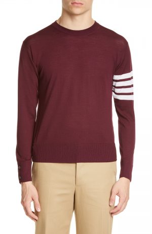 Men's Thom Browne Merino Wool Pullover, Size 2 - Burgundy Men's Thom Browne Merino Wool Pullover, Size 2 - Burgundy