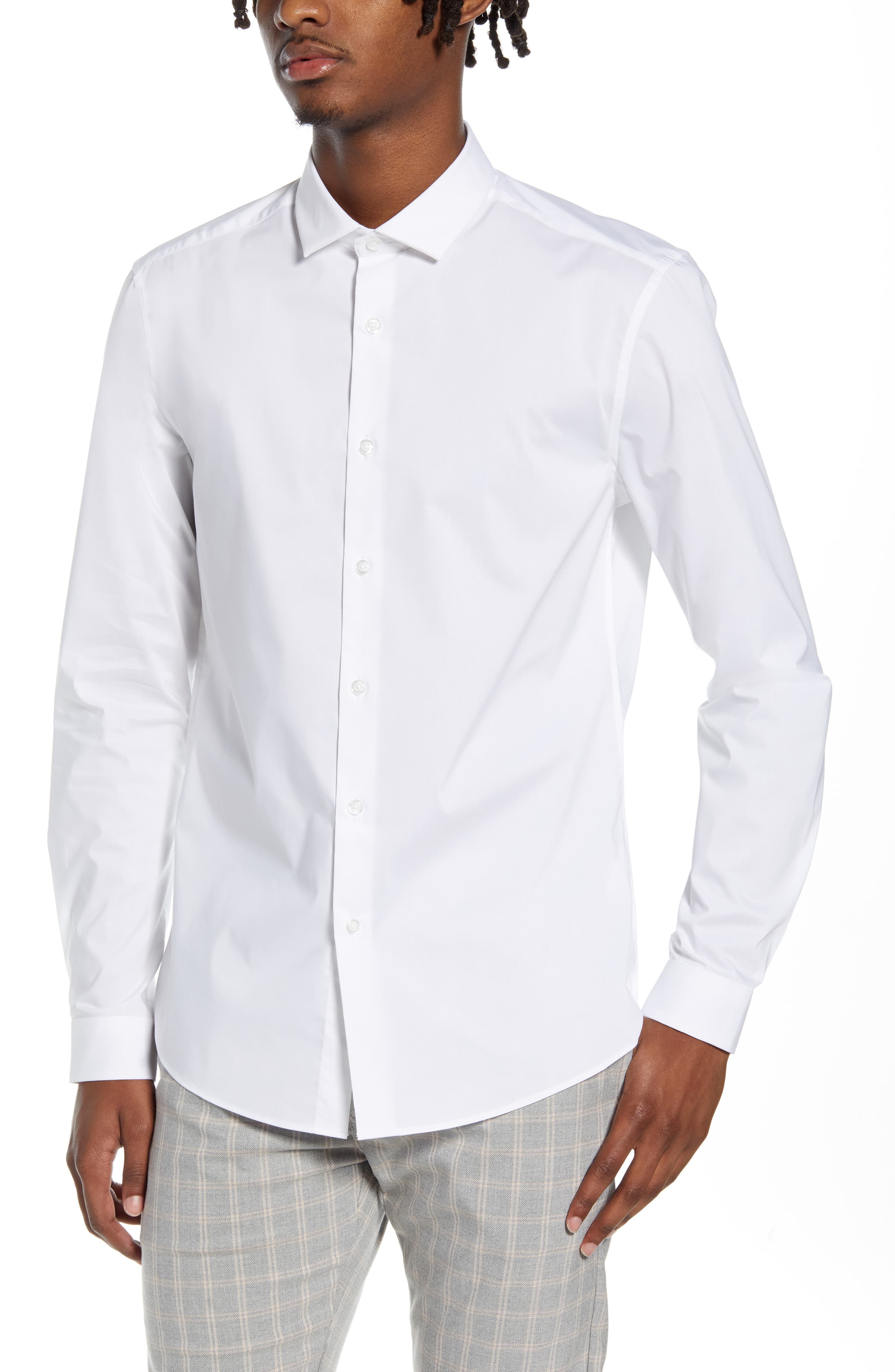stretch button up shirt mens