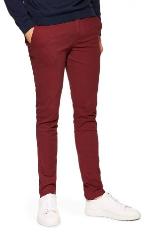 Men's Topman Summer Slim Fit Stretch Chinos, Size 34 x 34 - Burgundy Men's Topman Summer Slim Fit Stretch Chinos, Size 34 x 34 - Burgundy