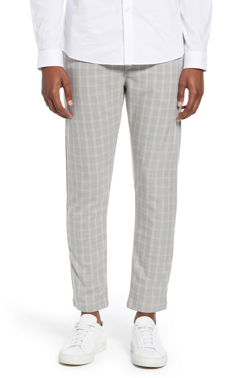 Men’s Topman Whyatt Check Slim Fit Dress Pants, Size 28 x 32 – Grey ...