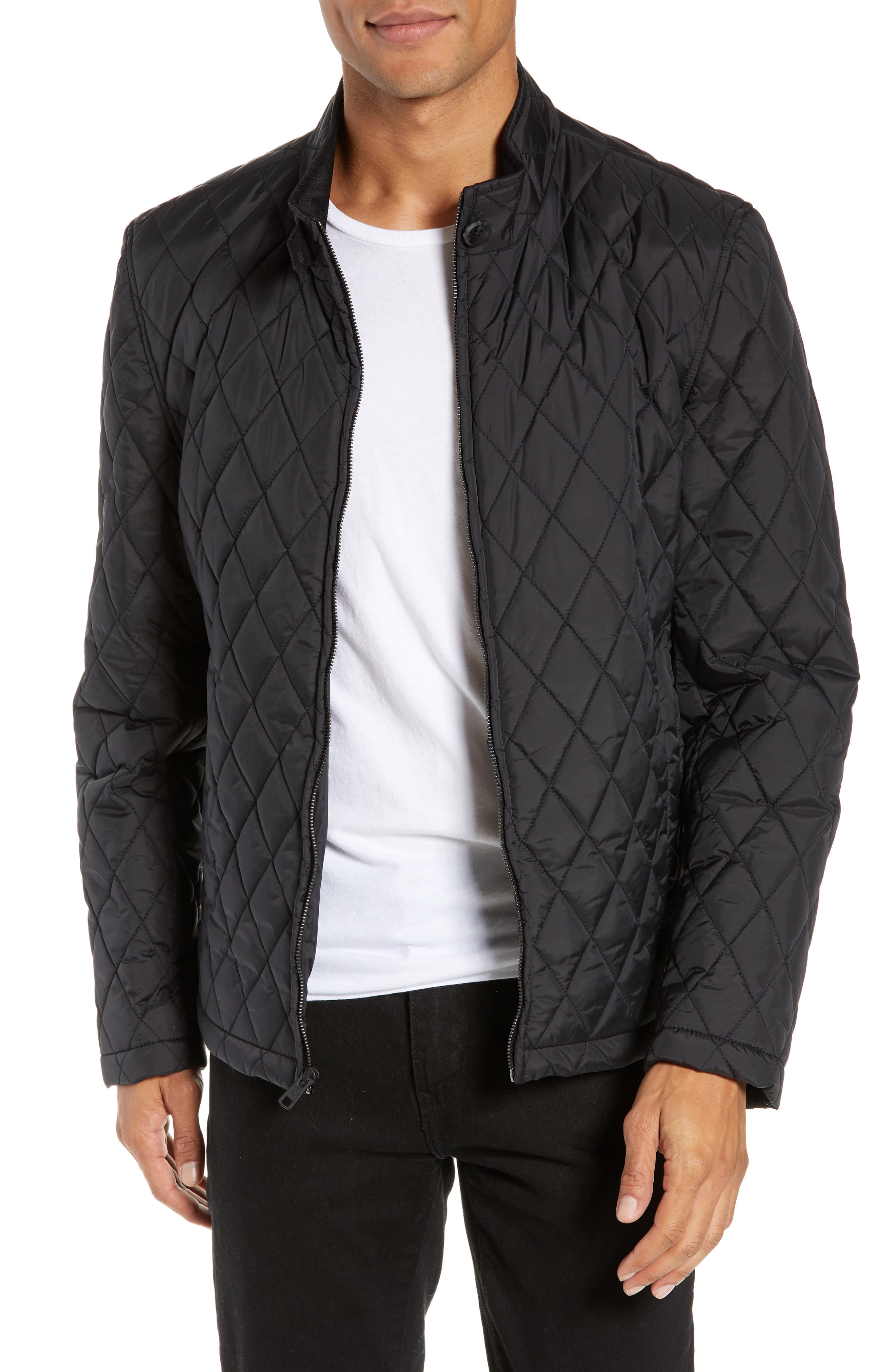 Men S Vince Camuto Quilted Moto Jacket Size Small Black