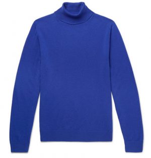 Mr P. - Slim-Fit Merino Wool Rollneck Sweater - Men - Blue Mr P. - Slim-Fit Merino Wool Rollneck Sweater - Men - Blue