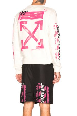 OFF-WHITE Diagonal Stencil Crewneck Sweatshirt in White. - size L (also in M,XL) OFF-WHITE Diagonal Stencil Crewneck Sweatshirt in White. - size L (also in M,XL)