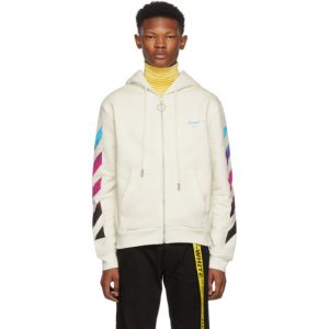 Off-White White Diagonal Gradient Zip Hoodie Off-White White Diagonal Gradient Zip Hoodie