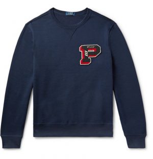 Polo Ralph Lauren - Appliquéd Fleece-Back Cotton-Blend Jersey Sweatshirt - Men - Navy Polo Ralph Lauren - Appliquéd Fleece-Back Cotton-Blend Jersey Sweatshirt - Men - Navy