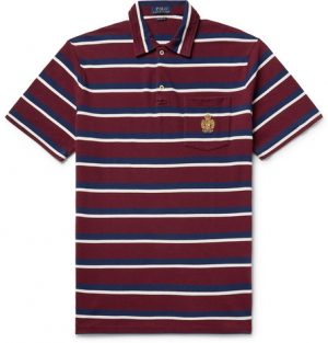 Polo Ralph Lauren - Logo-Embroidered Striped Cotton-Piqué Polo Shirt - Men - Burgundy Polo Ralph Lauren - Logo-Embroidered Striped Cotton-Piqué Polo Shirt - Men - Burgundy