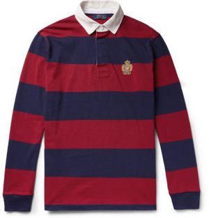 Polo Ralph Lauren - Logo-Embroidered Twill-Trimmed Striped Cotton-Jersey Rugby Shirt - Men - Red Polo Ralph Lauren - Logo-Embroidered Twill-Trimmed Striped Cotton-Jersey Rugby Shirt - Men - Red