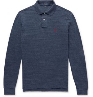 Polo Ralph Lauren - Mélange Cotton-Piqué Polo Shirt - Men - Navy Polo Ralph Lauren - Mélange Cotton-Piqué Polo Shirt - Men - Navy