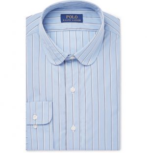 Polo Ralph Lauren - Slim-Fit Penny-Collar Striped Cotton-Poplin Shirt - Men - Navy Polo Ralph Lauren - Slim-Fit Penny-Collar Striped Cotton-Poplin Shirt - Men - Navy