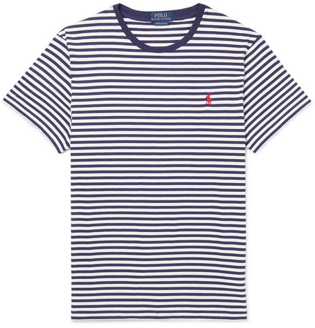 Polo Fit Blue Striped T Jersey Slim Shirt Lauren Men Cotton Ralph ZkiPXuO