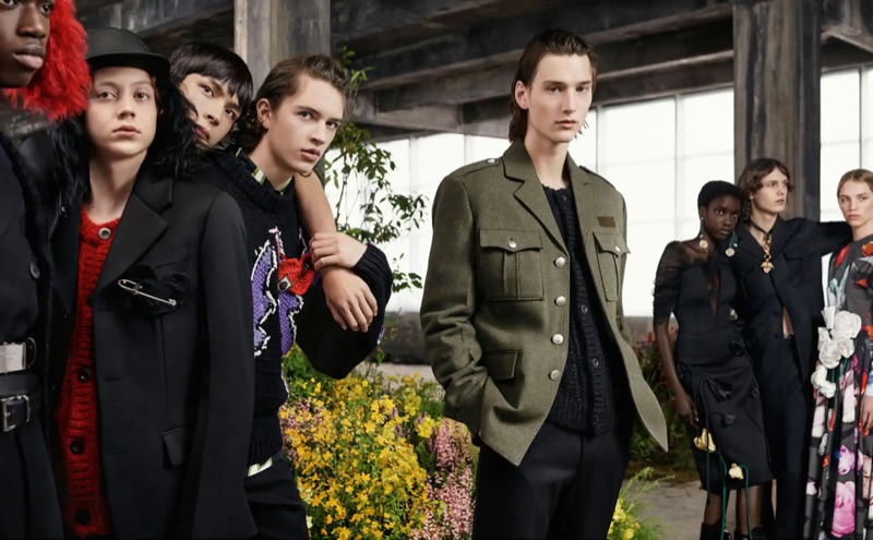 Models Jeremiah Fordjour, Nathan Westling, Yang Hao, Kirill Astashev, Wellington Grant, and Daan Duez star in Prada's fall-winter 2019 campaign.