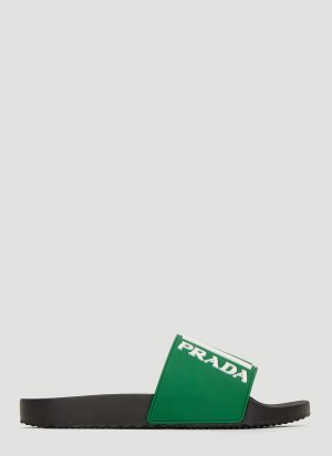 Prada Logo Rubber Slides in Green size UK - 09 Prada Logo Rubber Slides in Green size UK - 09