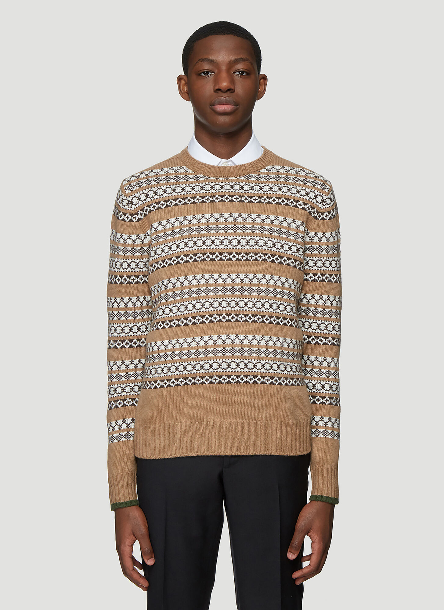 Prada Pattern Knit Sweater in Brown size IT – 48 | The Fashionisto
