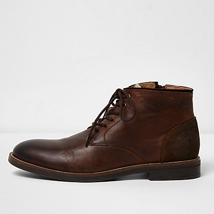 river island mens boots brown