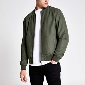 River Island Mens Khaki green bomber jacket River Island Mens Khaki green bomber jacket