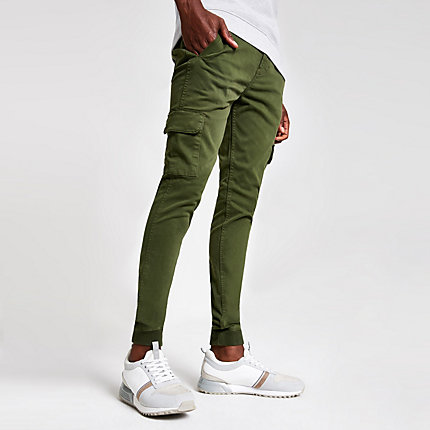 River Island Mens Khaki super skinny cargo pants | The Fashionisto