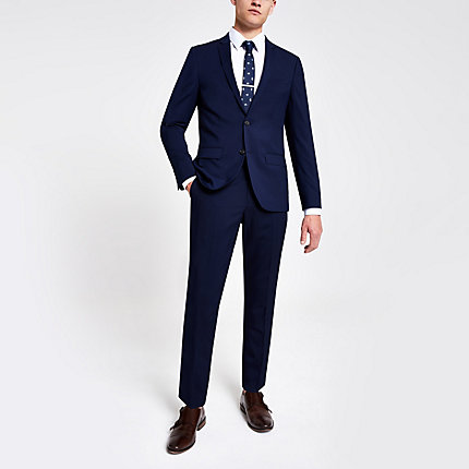 River Island Mens Navy skinny suit pants | The Fashionisto