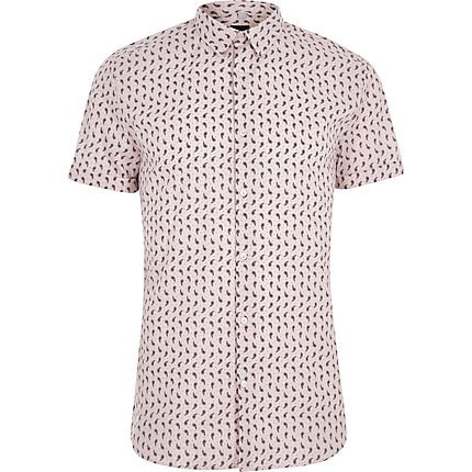 River Island Mens Pink paisley print muscle fit shirt | The Fashionisto