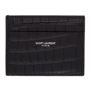 Saint Laurent Black Croc Logo Card Holder Saint Laurent Black Croc Logo Card Holder