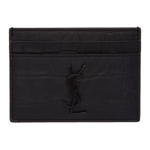 Saint Laurent Black Croc Monogramme Card Holder Saint Laurent Black Croc Monogramme Card Holder