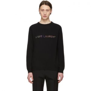 Saint Laurent Black Sequin Logo Sweater Saint Laurent Black Sequin Logo Sweater