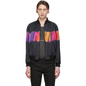 Saint Laurent Black Tie-Dye Bomber Jacket Saint Laurent Black Tie-Dye Bomber Jacket
