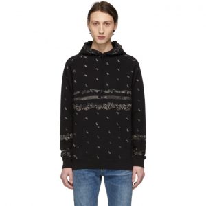 Saint Laurent Black and Beige Paisley Hoodie Saint Laurent Black and Beige Paisley Hoodie