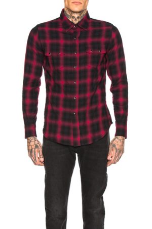 Saint Laurent Classic Texas Shirt in Plaid,Red. - size L (also in S) Saint Laurent Classic Texas Shirt in Plaid,Red. - size L (also in S)