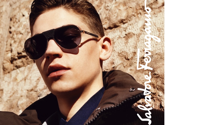 Hero Fiennes-Tiffin fronts Salvatore Ferragamo's fall-winter 2019 eyewear campaign.