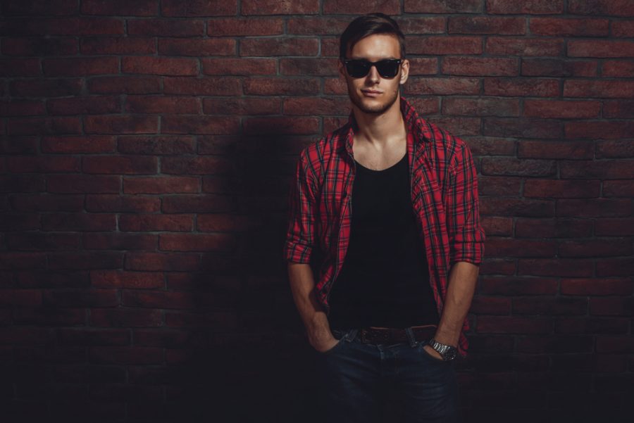 Stylish Man Check Shirt Sunglasses Stylish Man Check Shirt Sunglasses
