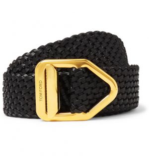 TOM FORD - 3cm Woven Leather Belt - Men - Black TOM FORD - 3cm Woven Leather Belt - Men - Black