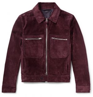 TOM FORD - Slim-Fit Suede Blouson Jacket - Men - Burgundy TOM FORD - Slim-Fit Suede Blouson Jacket - Men - Burgundy