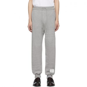 Thom Browne Grey Pique 4-Bar Lounge Pants Thom Browne Grey Pique 4-Bar Lounge Pants