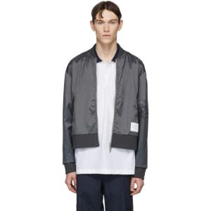Thom Browne Grey Ripstop Bomber Jacket Thom Browne Grey Ripstop Bomber Jacket