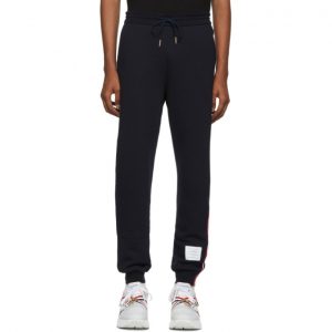 Thom Browne Navy Classic RWB Stripe Lounge Pants Thom Browne Navy Classic RWB Stripe Lounge Pants