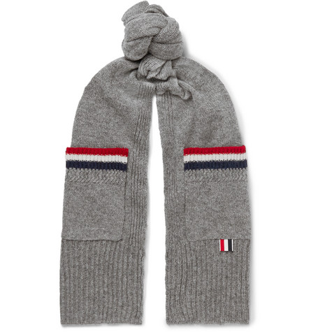 Thom Browne – Striped Shetland Wool Scarf – Men – Gray | The Fashionisto