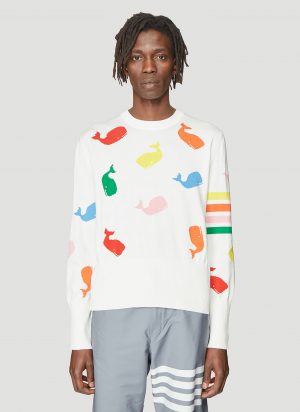 Thom Browne Whale Intarsia Knit Sweater in White size JPN - 2 Thom Browne Whale Intarsia Knit Sweater in White size JPN - 2
