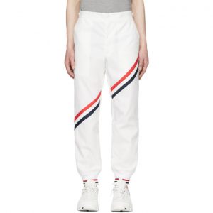 Thom Browne White Diagonal Stripe Unconstructed Track Pants Thom Browne White Diagonal Stripe Unconstructed Track Pants