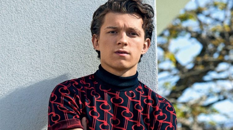 Starring in a photo shoot, Tom Holland dons a Prada outfit.