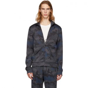 Valentino Navy Camo Zip-Up Sweater Valentino Navy Camo Zip-Up Sweater