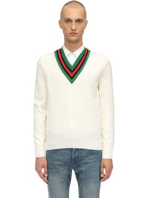 Web V-neck Wool Knit Sweater Web V-neck Wool Knit Sweater
