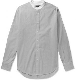rag & bone - Grandad-Collar Striped Cotton Shirt - Men - Gray rag & bone - Grandad-Collar Striped Cotton Shirt - Men - Gray