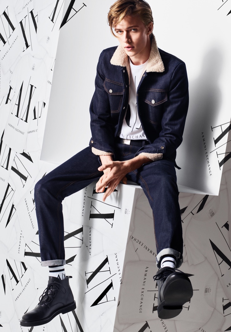 Doubling down on denim, Lucky Blue Smith stars in Armani Exchange's fall-winter 2019 campaign.