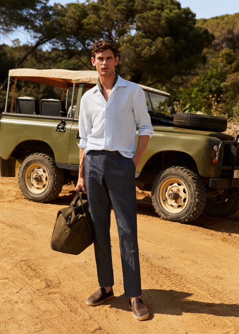 Arthur Gosse inspires in a smart linen look from Mango Man.