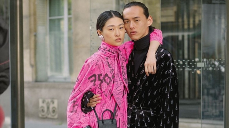 Models Chu Wong and David Yang couple up for Balenciaga's fall-winter 2019 campaign.