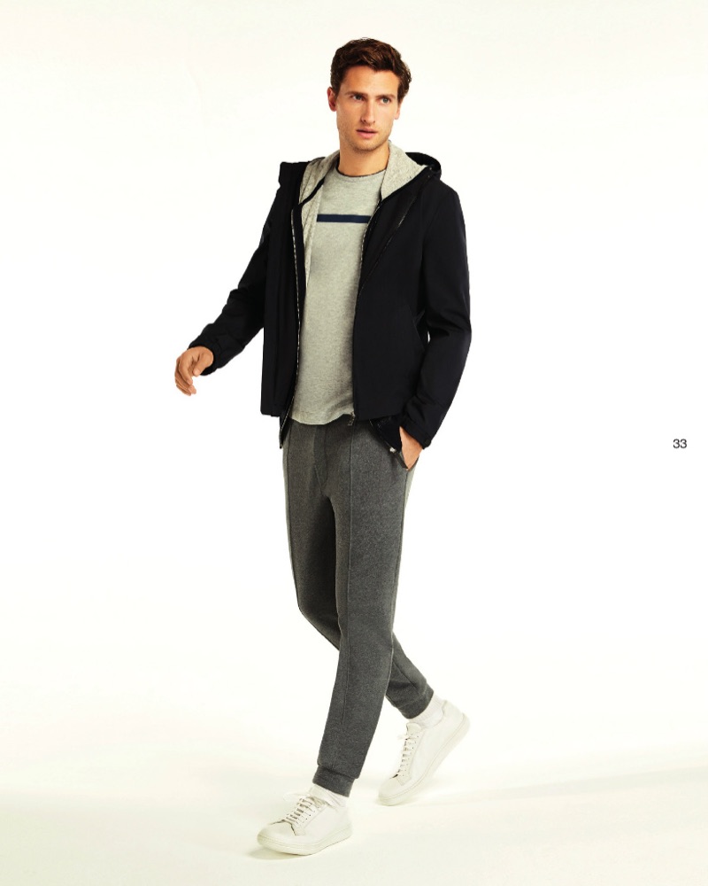 Going sporty, Tom Warren wears Beymen Collection.