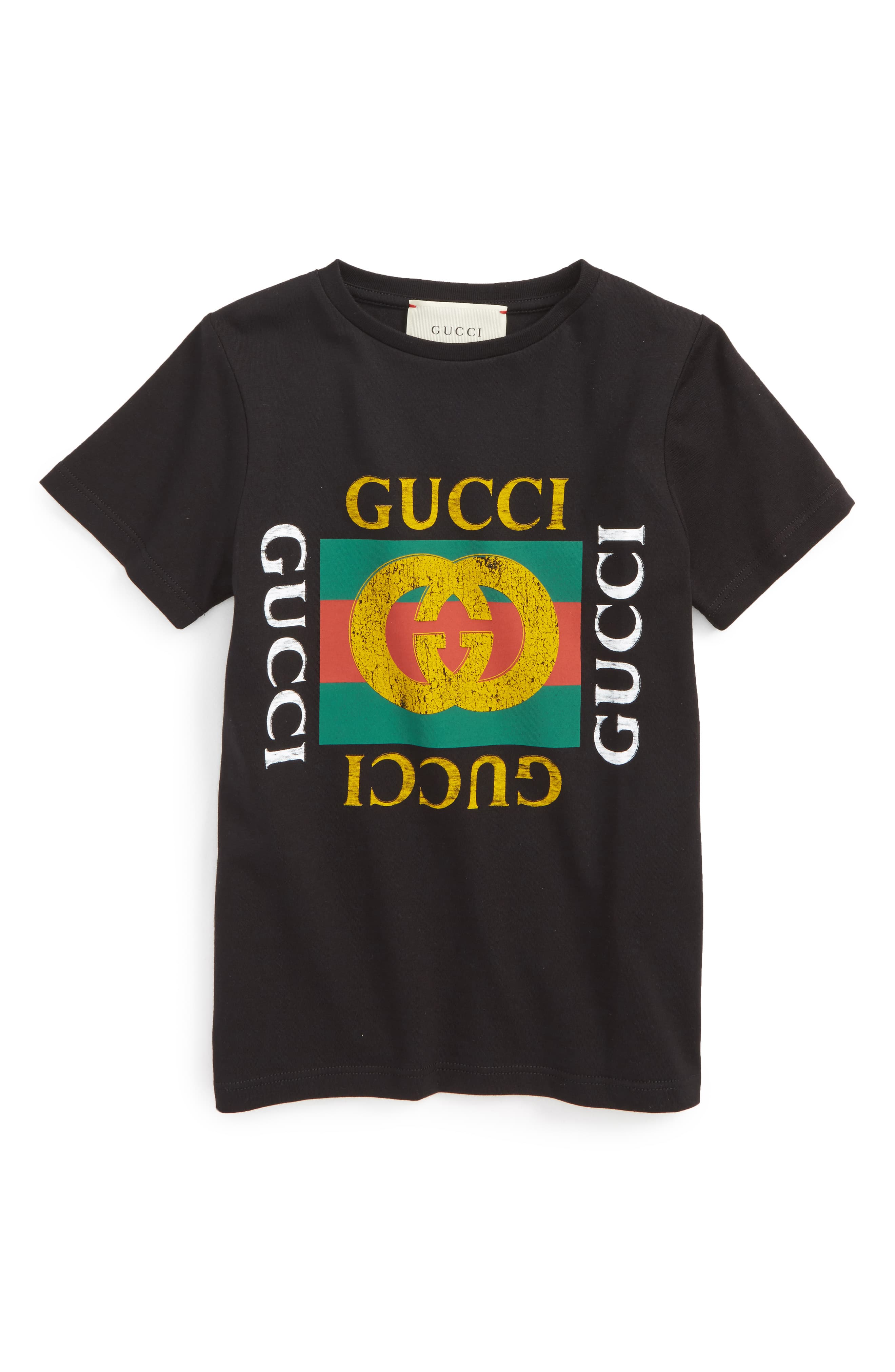 Boy’s Gucci Logo Graphic T-Shirt, Size 4Y – Black | The Fashionisto